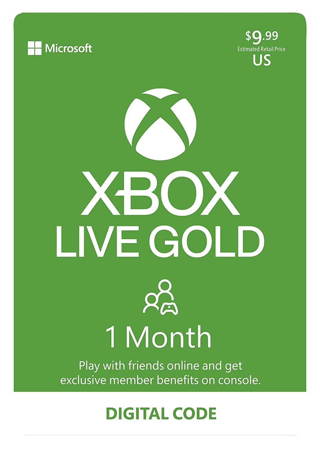 Xbox Live Gold 1 Month Membership Digital Code USA