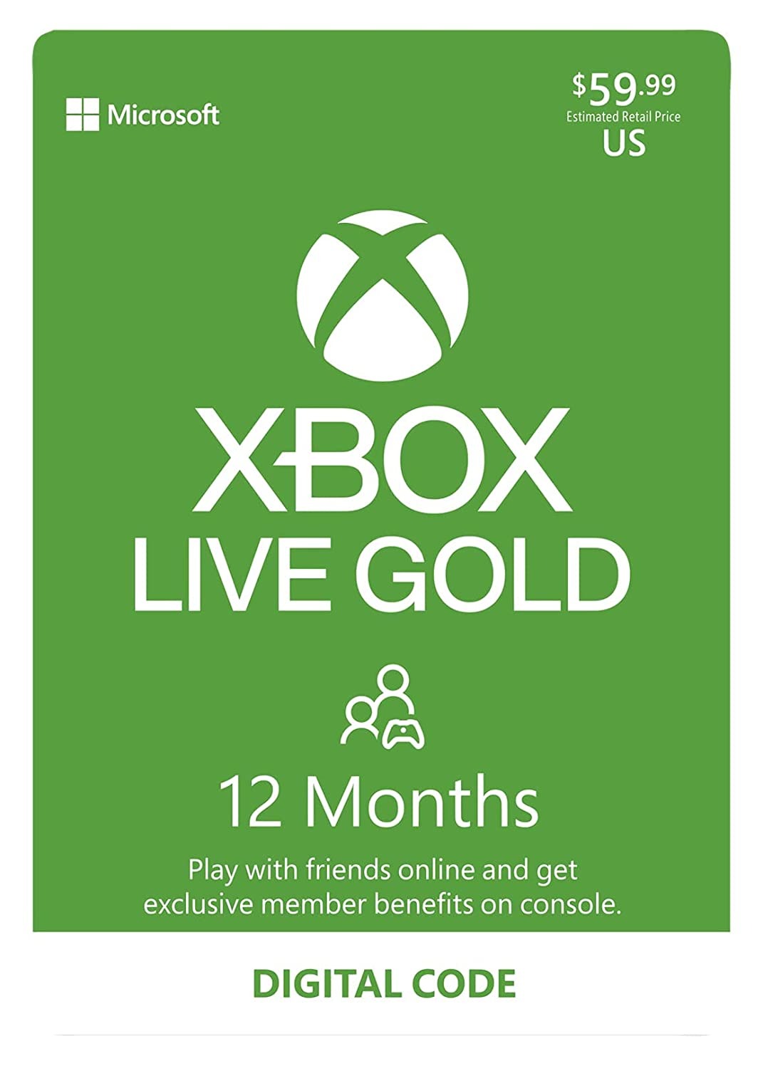 Xbox Live Gold 12 Month Membership Digital Code USA