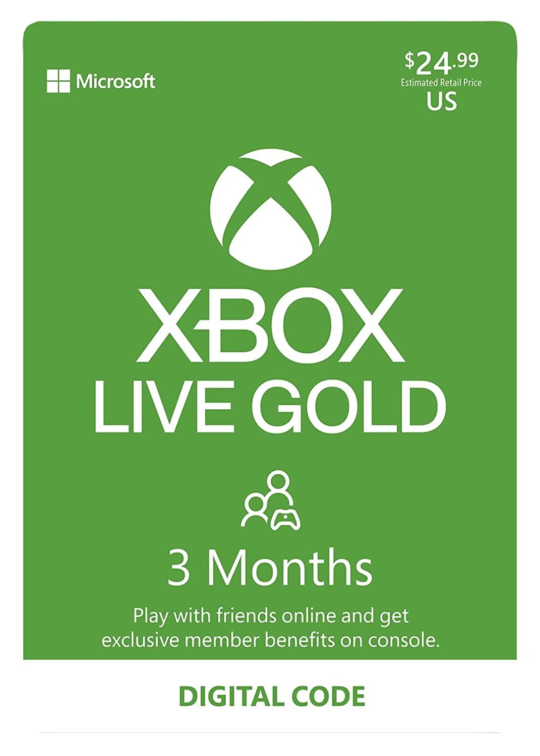 Xbox Live Gold 3 Month Membership Digital Code USA