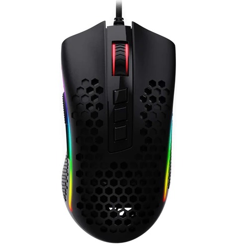 REDRAGON M808 STORM LIGHTWEIGHT RGB GAMING MOUSE, 85G ULTRALIGHT 12,400 DPI, 7 PROGRAMMABLE BUTTONS (BLACK)