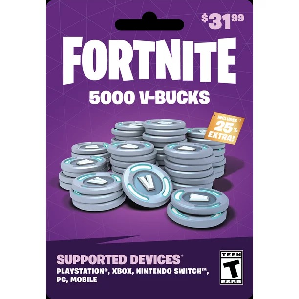 FORTNITE 5,000 VBUCKS GIFT CARD DIGITAL CODE